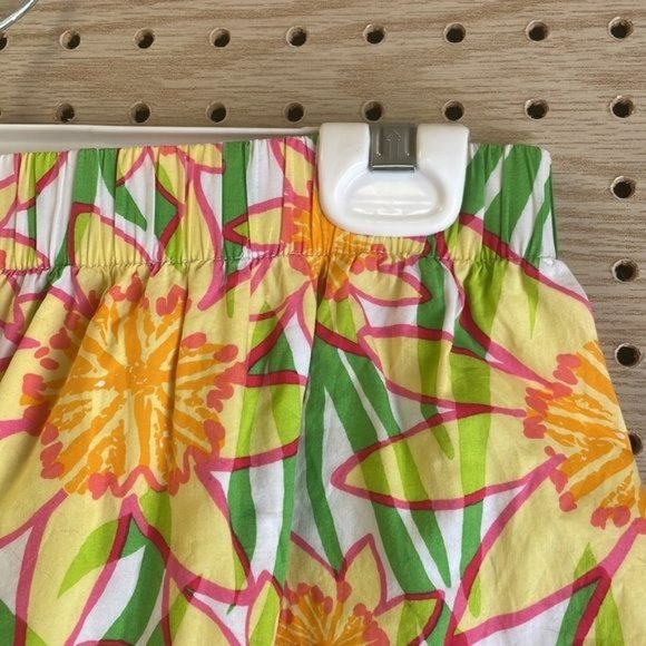 Lilly Pulitzer 100% cotton Yellow Floral Print Stretch Waist Skirt - Picture 3 of 9